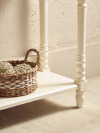 Ivory Wooden 2 Drawer Console Table with Lower Shelf