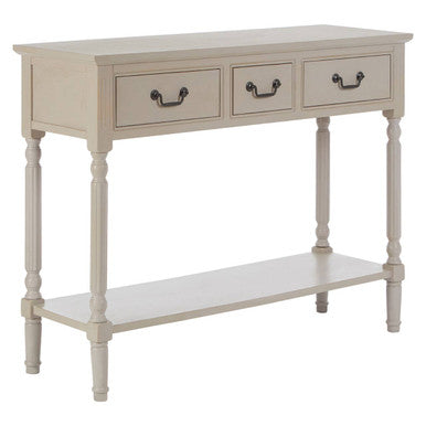 Grey Putty Wooden 3 Drawer Console Table with Lower Shelf