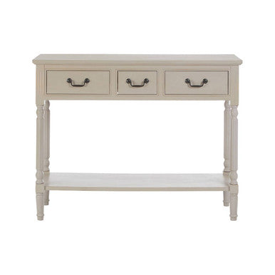 Grey Putty Wooden 3 Drawer Console Table with Lower Shelf