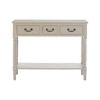 Grey Putty Wooden 3 Drawer Console Table with Lower Shelf