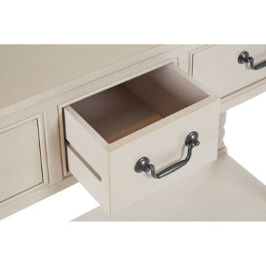 Grey Putty Wooden 3 Drawer Console Table with Lower Shelf