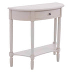 Grey Putty Wooden Half Moon 1 Drawer Console Table with Lower Shelf