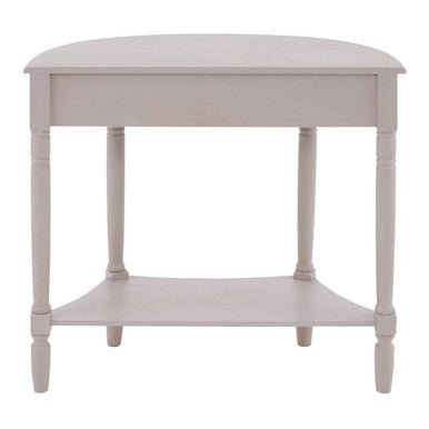 Grey Putty Wooden Half Moon 1 Drawer Console Table with Lower Shelf