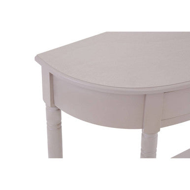 Grey Putty Wooden Half Moon 1 Drawer Console Table with Lower Shelf