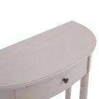Grey Putty Wooden Half Moon 1 Drawer Console Table with Lower Shelf