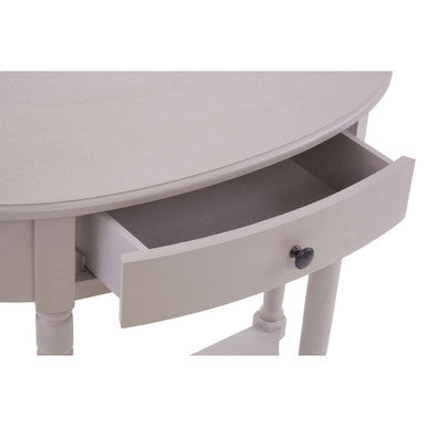 Grey Putty Wooden Half Moon 1 Drawer Console Table with Lower Shelf