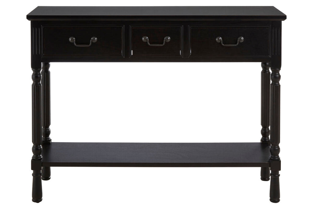 Vintage Black Wooden 3 Drawer Console Table with Lower Shelf