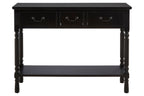 Vintage Black Wooden 3 Drawer Console Table with Lower Shelf