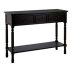 Vintage Black Wooden 3 Drawer Console Table with Lower Shelf