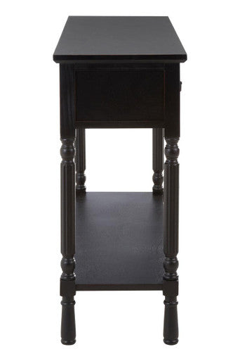Vintage Black Wooden 3 Drawer Console Table with Lower Shelf