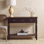 Vintage Black Wooden 3 Drawer Console Table with Lower Shelf