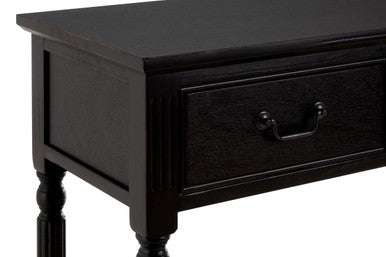 Vintage Black Wooden 3 Drawer Console Table with Lower Shelf