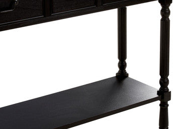 Vintage Black Wooden 3 Drawer Console Table with Lower Shelf