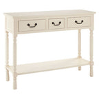 Ivory Wooden 3 Drawer Console Table with Lower Shelf