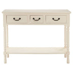 Ivory Wooden 3 Drawer Console Table with Lower Shelf