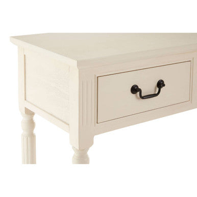 Ivory Wooden 3 Drawer Console Table with Lower Shelf