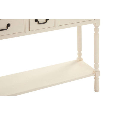 Ivory Wooden 3 Drawer Console Table with Lower Shelf