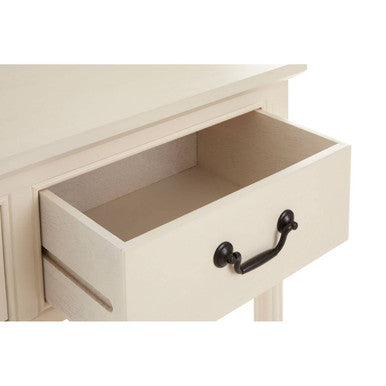 Ivory Wooden 3 Drawer Console Table with Lower Shelf