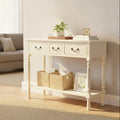 Ivory Wooden 3 Drawer Console Table with Lower Shelf