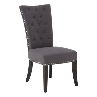 Grey Cotton and Linen Dining Chair