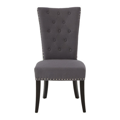 Grey Cotton and Linen Dining Chair