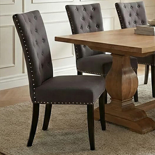 Grey Cotton and Linen Dining Chair