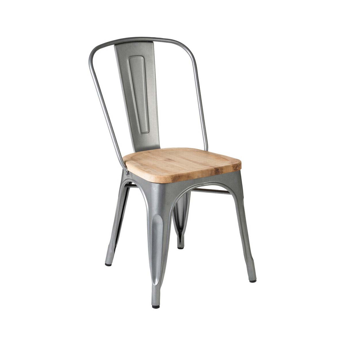 Silver Chair in Powder Coated Metal and Wood
