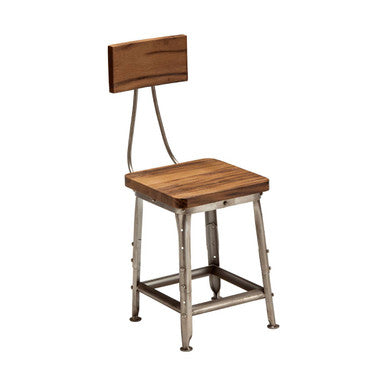 Antique Silver Finish and Wood Industrial Dining Chair