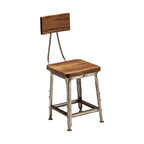 Antique Silver Finish and Wood Industrial Dining Chair