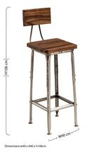 Antique Silver Finish and Wood Industrial Bar Chair