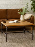 Natural Wooden Washed Finish Square Coffee Table