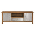 Metal and Wooden Media Unit with 2 Doors and 1 Drawer