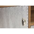 Metal and Wooden Media Unit with 2 Doors and 1 Drawer