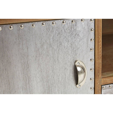 Metal and Wooden Media Unit with 2 Doors and 1 Drawer