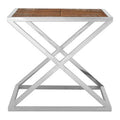 Natural Wood Veneer and Silver Finish Side Table