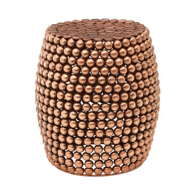 Copper Finish Beaded Barrel Design Stool