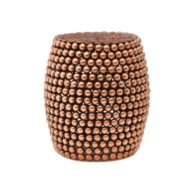 Copper Finish Beaded Barrel Design Stool