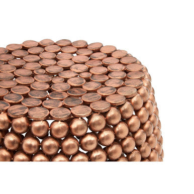 Copper Finish Beaded Barrel Design Stool