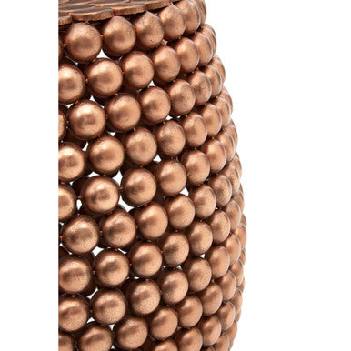 Copper Finish Beaded Barrel Design Stool