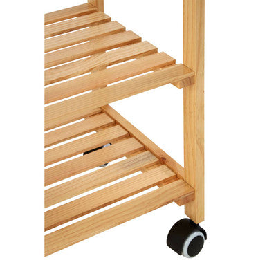 Natural Pine Wood Kitchen Trolley with Granite Top