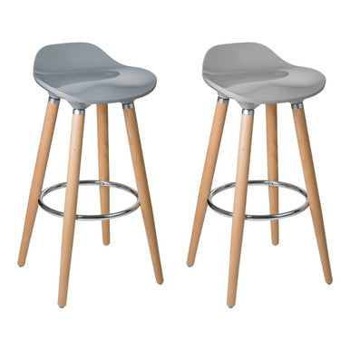 Grey Bar Stool with Wooden Legs