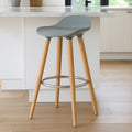 Grey Bar Stool with Wooden Legs