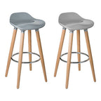 Taupe Bar Stool with Wooden Legs
