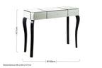 Mirrored Finish 1-Drawer Console Table with Bevelled Edge and Black Wooden Legs