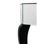 Mirrored Finish 1-Drawer Console Table with Bevelled Edge and Black Wooden Legs