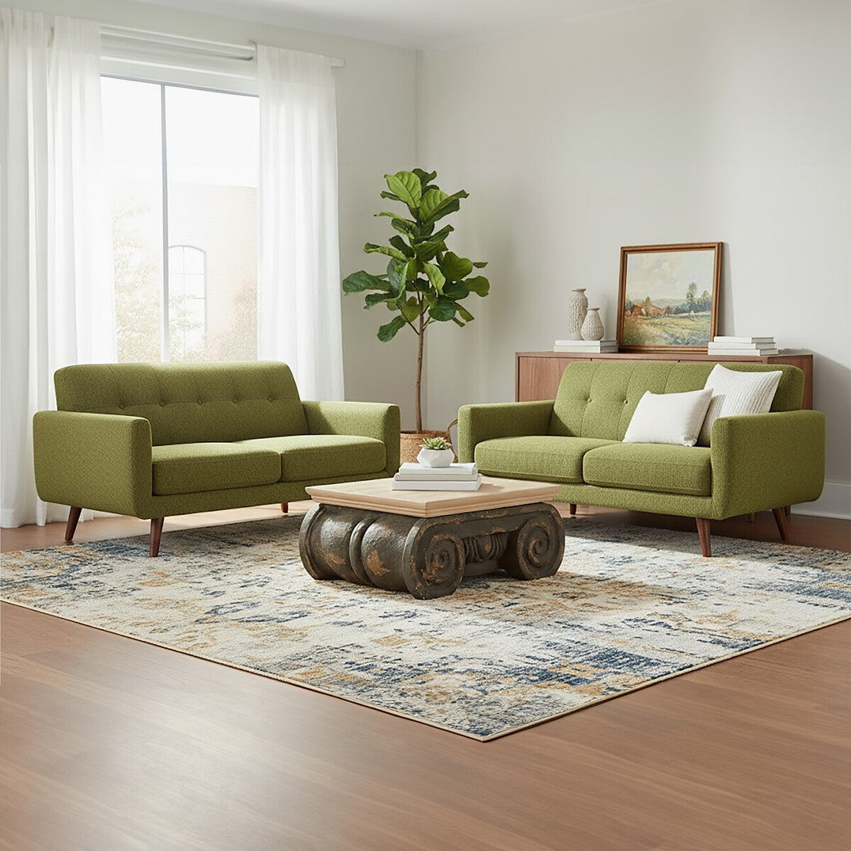 Natural and Grey Ornate Coffee Table