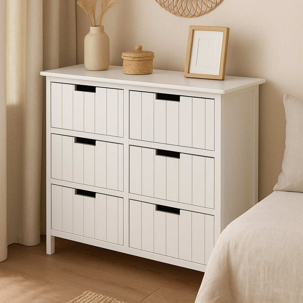 England White Wooden 6 Drawer Chest