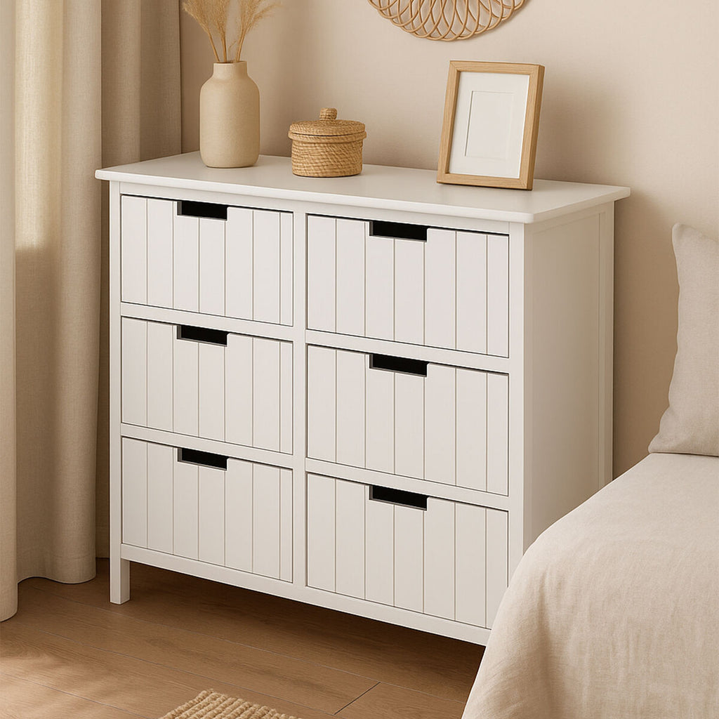 England White Wooden 6 Drawer Chest