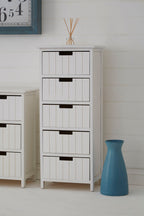 England White Wooden 5 Drawer Chest