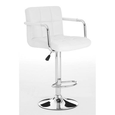 White Leather Effect Bar Chair